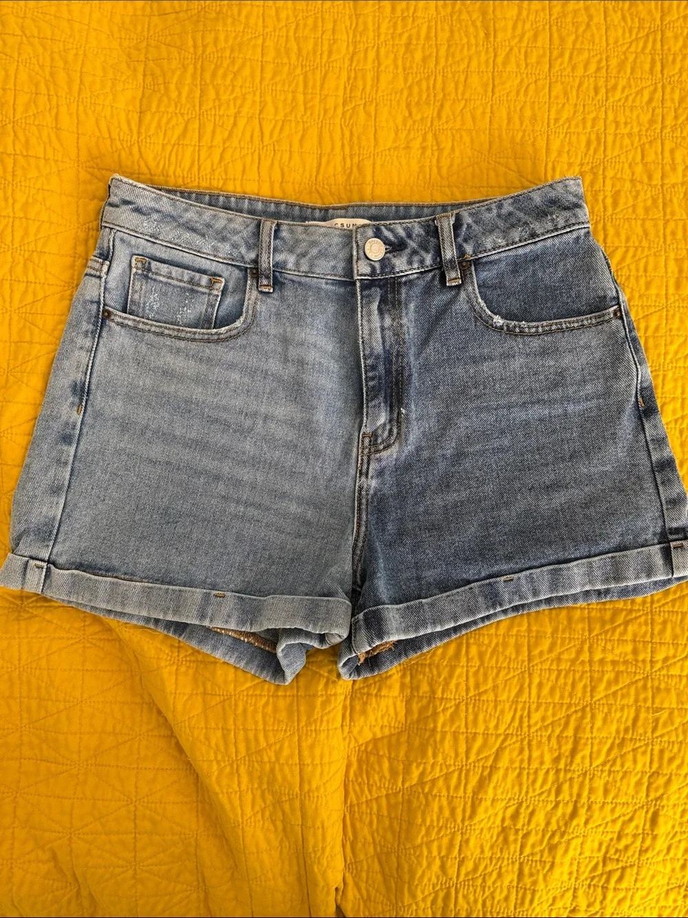 Two-tone High-Rise Light Blue Denim Women’s Shorts
